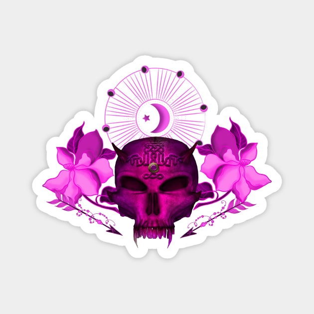 Skull with celtic knot and flowers Magnet by Nicky2342