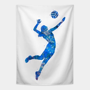 Volleyball player girl blue art Tapestry