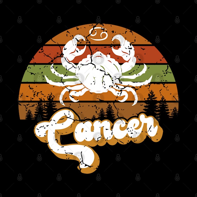 Cancer Zodiac Sign - Distressed Retro Sunset by NoNameBoy