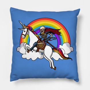 Skeleton Warrior Riding Unicorn Pillow