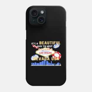 Travel to beautiful Las Vegas in Nevada. Bright text. Gift ideas for the travel enthusiast available on t-shirts, stickers, mugs, and phone cases, among other things. Phone Case