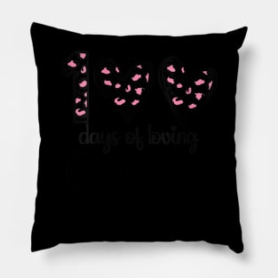 100 Days Of Loving 3rd Grade 100th Of School Leopard Heart Pillow