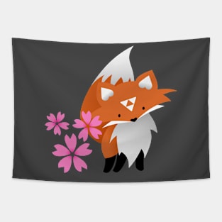 Kawaii Sakura Fox Tapestry