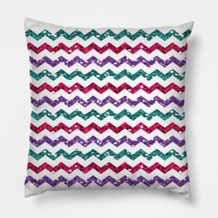 Pink, Purple, Turquoise Zig Zags with Glitter Look Pillow