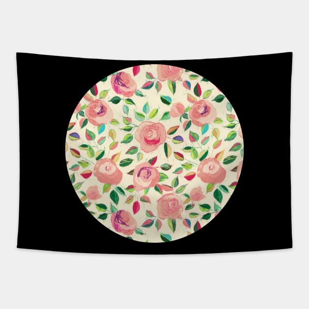 Pastel Roses in Blush Pink and Cream Tapestry by micklyn