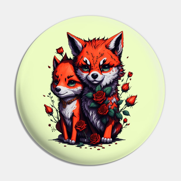 Artistic foxes in roses design Pin by ArtMichalS