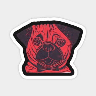 Pug, so posh, red Magnet