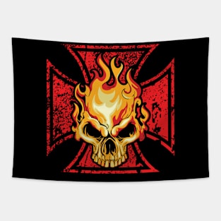 Flaming Skull Tapestry