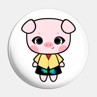 Cute Little Piggy in Ao canh and Black Skirt Pin