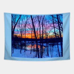 Snowy Sunset Tapestry