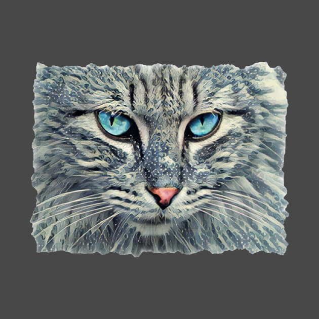 Grey Tabby-Blue Eyes by PhotoArts