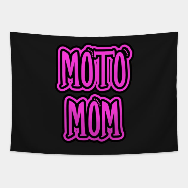 Moto Mom Pink and Black Text Tapestry by FamilyCurios