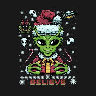 Alien Believe Christmas T-Shirt