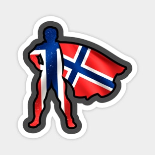 Norway Hero Wearing Cape of Norway Flag Brave and Hope Magnet