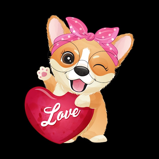 corgi love valentine tshirt by Tshirt lover 1