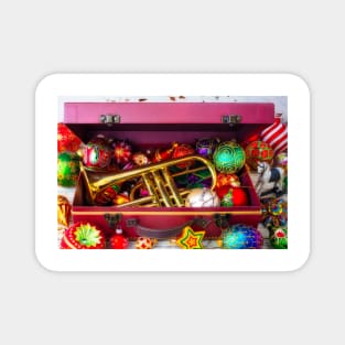 Trumpet In Suitcase With Ornaments Magnet