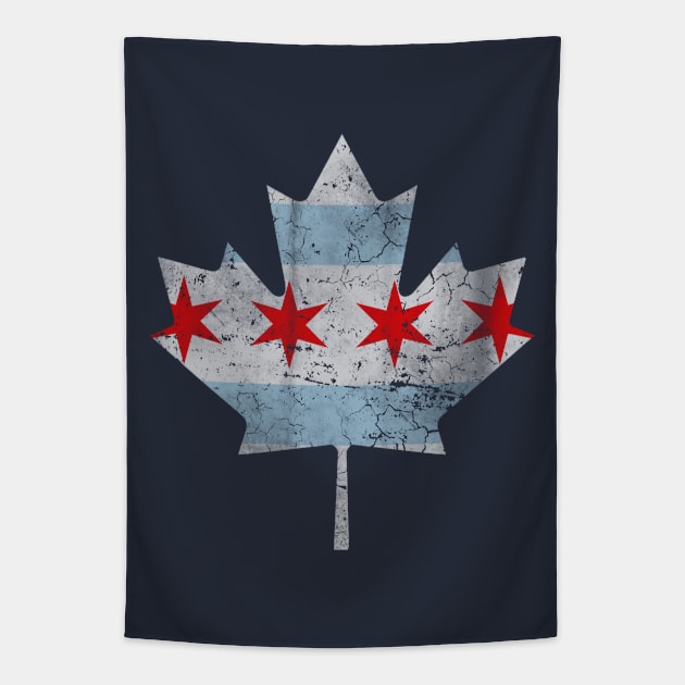 Chicago Flag Canadian Maple Leaf Canada Tapestry by E