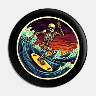 Skeleton Surfing Pin