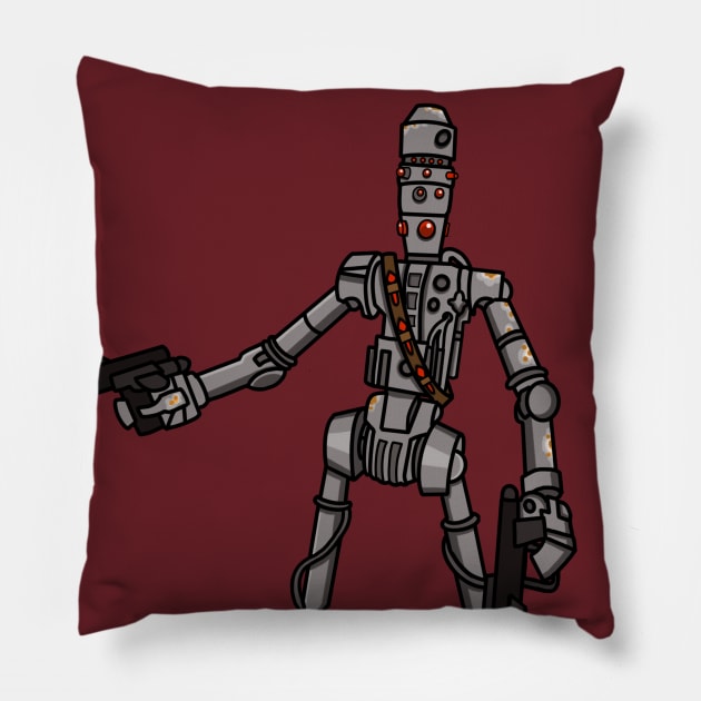 robot gunner Pillow by NikInked