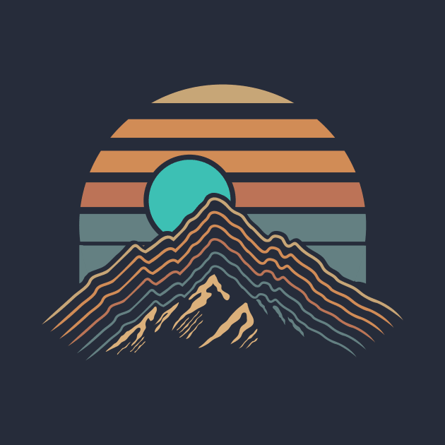 Retro Vintage Mountain Sunset by Relaxed Creative