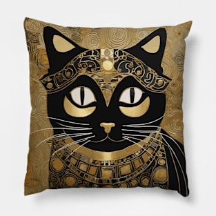 Cute Klimt Cat in Egyptian Costume Pillow