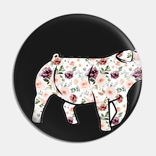 Watercolor Floral Pig Silhouette 1 - NOT FOR RESALE WITHOUT PERMISSION Pin