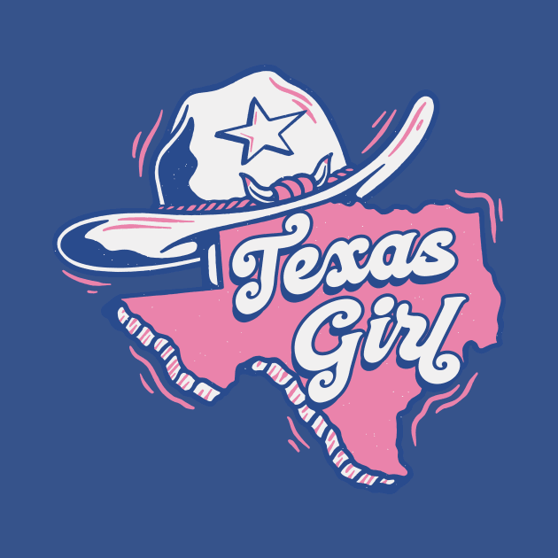 Retro Texas Girl Cartoon Texas Outline by SLAG_Creative