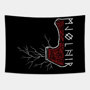 The hammer of Thor with lightning - Mjolnir Tapestry