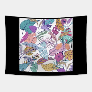 Colorful Leaves and Flowers Print Tapestry