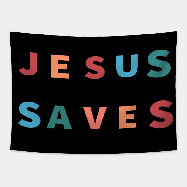 Jesus Saves Cool Inspirational Christian Tapestry by Happy - Design