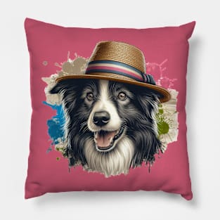 Border Collie Splash Art Pillow