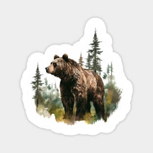 Watercolor Grizzly Bear Magnet