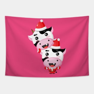 Cow Reindeer Hat Santa Christmas Lights Tapestry