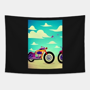 DREAMY RETRO MOTORCYCLE ON A BEACH Tapestry