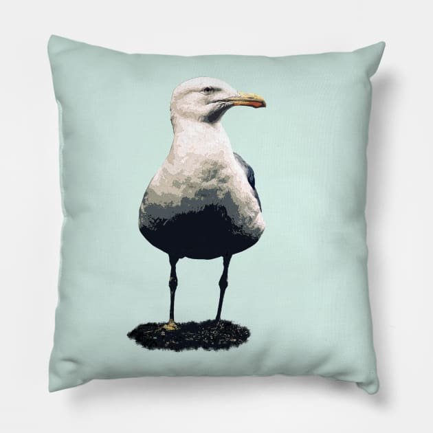 Solitary seagull Pillow by RiverPhildon