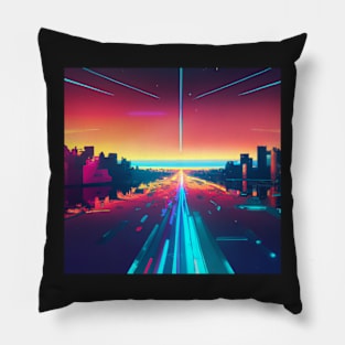 Synthwave highway 3 Pillow