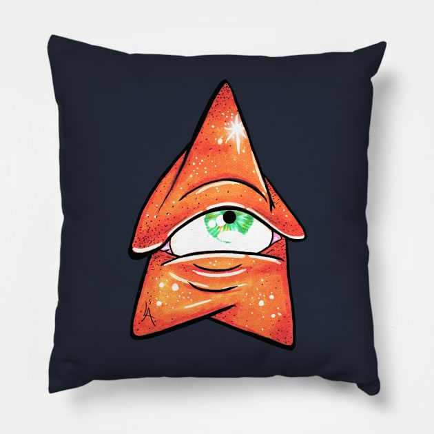 The Orange Cosmic Mushroom Pillow by Lisastle