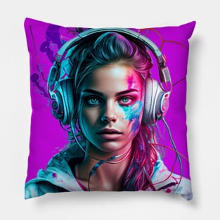 Techno Girl 3 Pillow