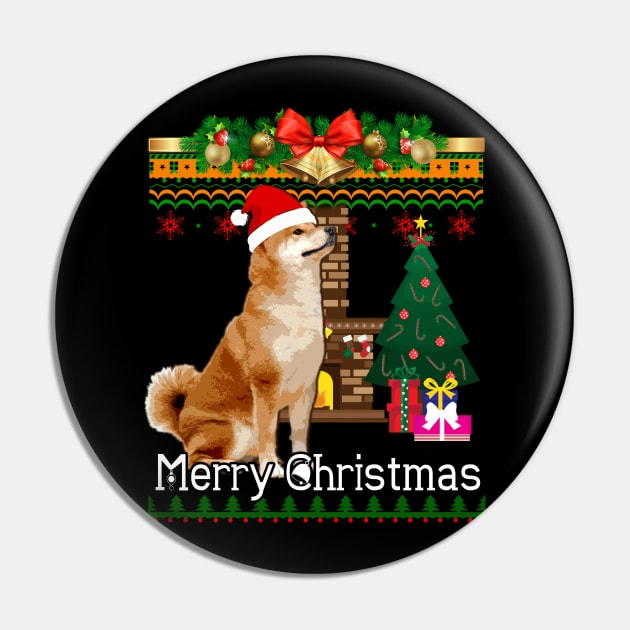 Ugly Christmas Sweater SHIBA INU Pin by LaurieAndrew