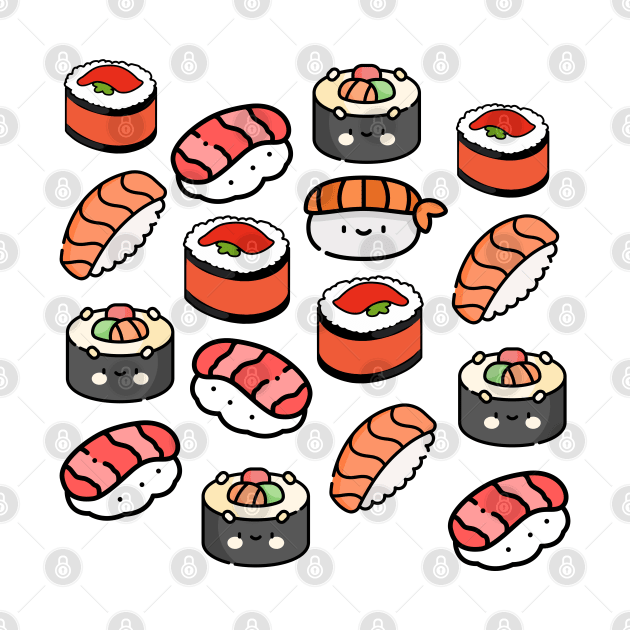 Cute Kawaii Sushi Colorful Fun Food by OneHappyDay