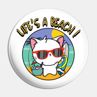 Life's a beach Angora Cat Pin