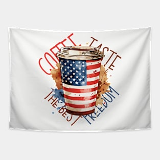 Coffee Freedom 4th of July design Tapestry