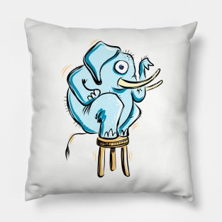 Blue Elephant balancing on a Stool Pillow