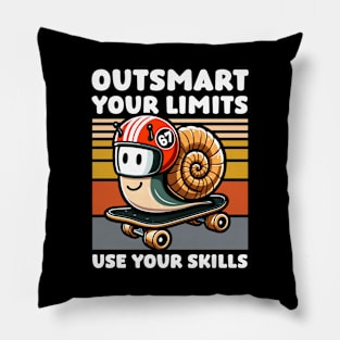 Cute Snail on Skateboard | Motivational Saying Goals Pillow