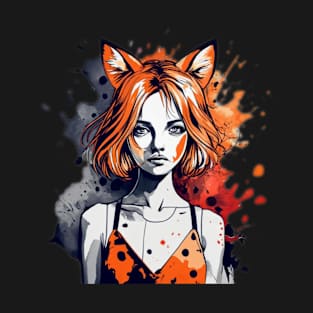 Cute kawaii girl with fox ears T-Shirt