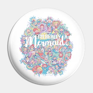 Colorful mermaid vector doodle pattern Pin