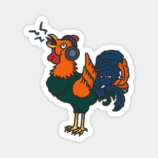 No Earplugs Needed – Rooster Trivia Cartoon Magnet