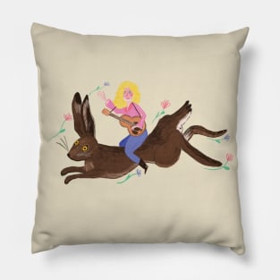 Dolly Parton riding a hare Pillow