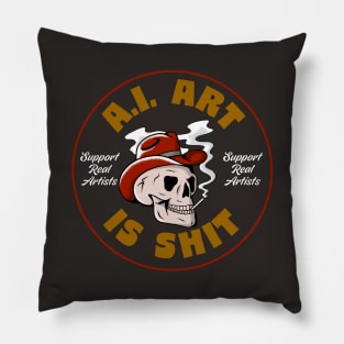 AI Art Is Shit - Artificial Intelligence Art Sucks - Support Real Art Pillow