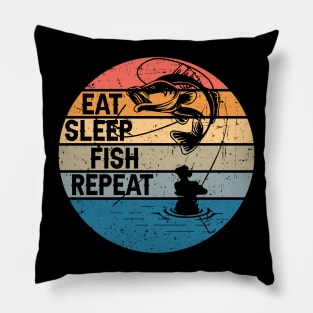 Eat, Sleep, Fish, Repeat Pillow